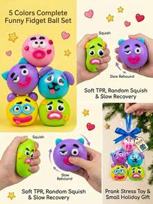 Super Soft Ugly-Cute Expression Squeeze Toy, Cute Face TPR Soft Rubber Ball, Ultra Soft Slow Rebound Stress Relief Toy, Popular Anxiety Relief Fidget Toy, Fun Prank Party Gift, Perfect Birthday Graduation Gift, Random Color - Multicolor - View 4