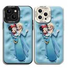 Disney Frozen Licensed Design On Concave Sky-Blue Base, Official Frozen Logo At Top, Elsa In Classic Ice-Blue Gown Holding Mini Minnie Doll, Scattered Star And Bubble Decorations Around. Cool Winter-Toned Color Matching Echoes The Movie's Icy Theme, Precise Cutouts For All Buttons And Camera. Compatible With IPhone 17,16,15,14,13,12,11 Pro & Galaxy S25,S24,S23,S22 Series. - 白色 - 查看 6