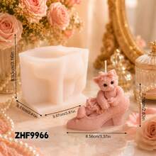 Vintage Lace High Heel Shoe Bear Silicone Candle Mold, 3D Bow Teddy Bear On High Heels Mould For DIY Scented Soy Wax Candle, Hand Soap, Epoxy Resin, Wedding Home Decor & Valentine Craft Making Supplies - Bear Mold - View 6