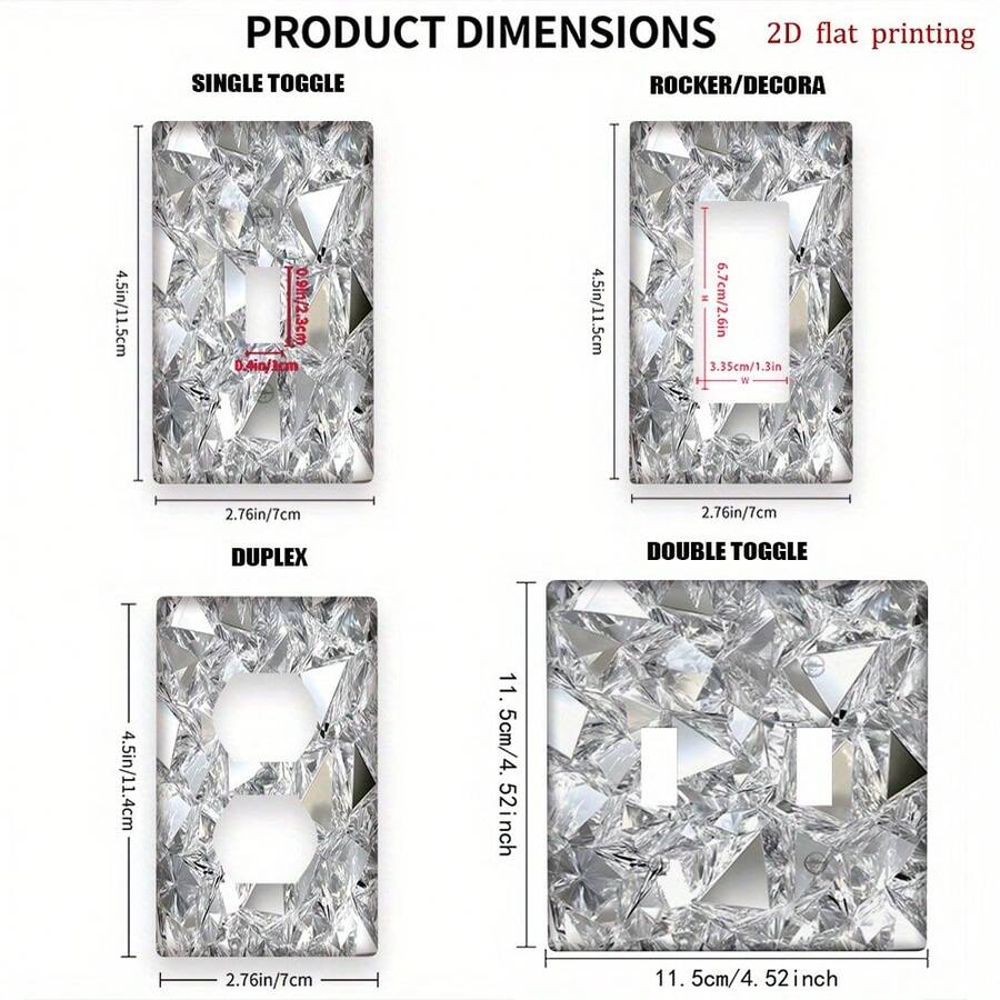 Modern Geometric Crystal Cluster Light Switch Panel - Decorative Wall Plate, Suitable For Single/Double Rocker Switches, Indoor/Outdoor Use, Easy Installation, Switch Compatible (No Electricity Required), 2D Flat Design