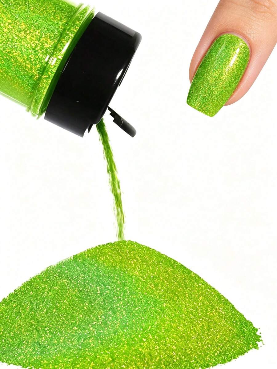 90ml/1.76OZ Glitter Holográfico Ultrafino, Pó de Glitter de Resina 1/128" Lantejoulas para Artesanato, Slime, Pintura de Unhas, Decoração de Festival, Copo Térmico, Joias, Scrapbook, Pintura, Cartões de Casamento 1 Frasco, 2 Frascos, 4 Frascos. Cada Frasco Contém 90ml/50g - Verde - Visão 1