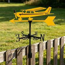 1pc Eagle/Airplane/Rooster/Motorcycle/Bird Weather Vane Outdoor Yard Roof Iron Art Decorative Ornament Farm Barn Lawn Park Wind Direction Indicator Decoration - Yellow Aircraft Weather Vane - View 2
