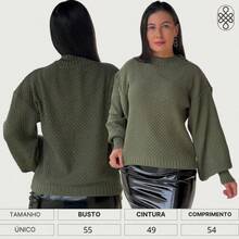 Blusa Trico Inverno Croche Suerte Blogueira - Verde Militar - Visão 5