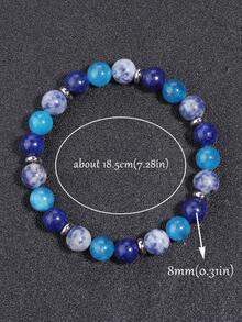 YAUKIA 8mm Lapis Lazuli Calming Beaded Bracelet , Blue Spot Jasper , Serenity , Spiritual Healing , Yoga Meditation Jewelry , Ideal For Daily Wear - Multicolor - View 8