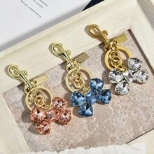 Shiny Crystal Rhinestone Butterfly Keyring Elegant Versatile Handbag Pendant Dating Travel Bag Accessory - 淺藍色 - 查看 6