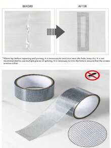 1 Roll Self-Adhesive Window Screen Repair Tape, Insect Net Hole Repair Patch, Strong Adhesive Insect Net Repair, Suitable For Dormitory Door Curtain Screen Window Mosquito Net Tear Repair, Waterproof Durable Transparent Tape, Easy To Apply And Cut, Indoor And Outdoor Universal - Multicolor - View 2