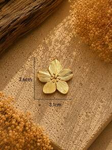 4/10pcs Fashion Versatile 18K Gold Plated Stainless Steel Flower Floral Small Pendant Set, Couple Valentine's Day Necklace Bracelet Pendant Charm DIY Jewelry Accessories - Multicolor - View 4