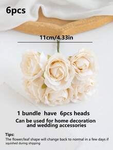 1pc Artificial Mini Rose Bud Letter DIY Wreath Material, Candy Box Accessory, Home Wedding Decoration, Bridal Wrist Flower Corsage Headpiece Material, Valentine's Day New Year Decoration, Birthday Party Cake Accessory - Champagne - View 7