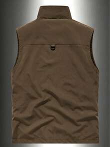 Men's Outdoor Multi-Functional Utility Vest, Spring/Summer Fishing Photography Casual Jacket With Multiple Pockets Sports - Coffee Brown - View 2