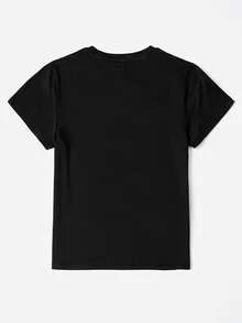Casual Short-Sleeved T-Shirt With Round Neck And Graphic Design, Perfect For Spring And Summer, Designed For Women. - 黑色 - 查看 2