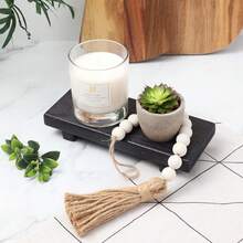 木製底座肥皂架 浴室廚房木製肥皂碟裝飾品 鄉村風蠟燭與植物置物架 檯面裝飾 - BlackA - 查看 3