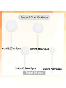 20pcs Foam Ball Cake Decorations, 4 Sizes And Multiple Colors Available, Suitable For Birthday, Wedding, Bachelorette Party, Baptism, Gender Reveal, Retirement Party, Theme Party Cake Decoration, Mini Pearl Balls, Various Cake DIY Scenarios (Handmade May Have Flaws, Please Use With White Sticks) - Multicolor - View 17