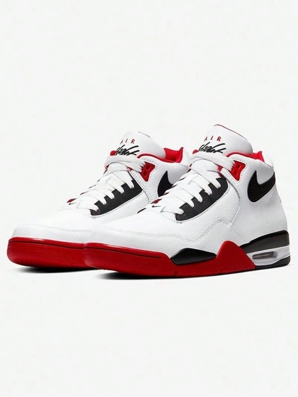Nike New Lightweight Cushioned Visible Air Cushion Flight Legacy Durable Anti-Wear Men's Basketball Shoes BQ4212-100 - Red and White - View 1