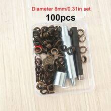 100 Stücke Set 6/8/10mm Ösen Metall-Ösen Mix mit Muster Ösen-Werkzeugset runde Ösenringe für DIY Lederhandwerk Reparatur Schuhe Tasche Kleidung Gürtel Hut Zubehör - Verschiedenfarbig - Übersicht 19
