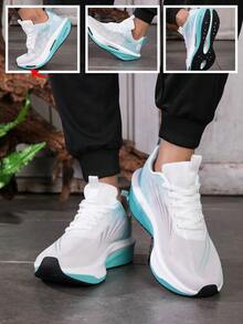 1 Pair Men's Mesh Breathable Popcorn Soft Sole Lightweight Running Shoes Outdoor Exercise Road Running Shoes Youth Sports Class Suitable For All Seasons - Mint Blue - View 3
