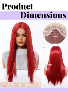 22 Inch 13*4 Lace Front Gray Gold Super Long Straight Hair Wig, Handmade Lace Front Design & Natural Parting, Comfortable And Durable Structure, Suitable For Hip-Hop Style, Cosplay, Bridal Occasions And Daily Wear, Best-Selling High-End Synthetic Lace Wig - Hot Pink - View 7