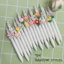 Cute 3D Flower Decor Retractable Gel Pen, Ins Fresh Style ST Point Smooth Writing Neutral Pen, Portable School Homework Stationery Ballpoint Pen - Multicolor - View 11