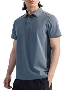 CAMEL CROWN Men's Outdoor Sports POLO T-Shirt, Short Sleeve Top, Comfortable Breathable Quick-Dry, Suitable For Spring, Autumn, Summer And All-Year Wear - Deep Stone Blue - View 2