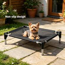 Cooling Elevated Dog Bed, Stainless Steel Pet Cot, Breathable Oxford Fabric, Removable Washable Scratch And Bite Resistant, Indoor Outdoor Camping Universal, Suitable For Large Medium Small Dogs - Black - View 7
