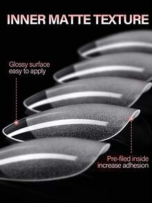AILLSA 360/192/120pcs Short Almond Shaped False Nails, 12 Sizes Semi-Matte Acrylic Nail Tips, Wearable Artificial Nails For Nail Art - Clear - View 2