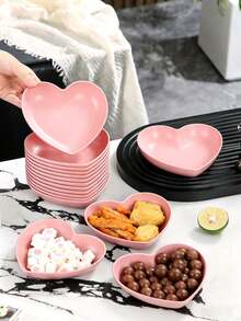 1/5/10pcs Heart-Shaped Plastic Trays - Multi-Purpose Nut Tray, Snack Tray, Fruit Tray, Dessert Tray, Cake Tray, Chip Tray - Suitable For Home, Party, Wedding, Birthday, Holiday And Other Occasions Kitchenware - Multicolor - View 3