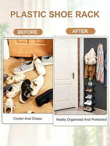 9/8/7/6/5/4/3/2 Tier Narrow Shoe Rack, New Upgraded Shoe Rack, Small Vertical Shoe Rack, Space-Saving DIY Freestanding Shoe Storage Organizer, Suitable For Entryway, Closet, Can Accommodate Size 42-43 Shoes, Easy To Assemble And Stable Structure, Black And White Color Scheme - Multicolor - View 7