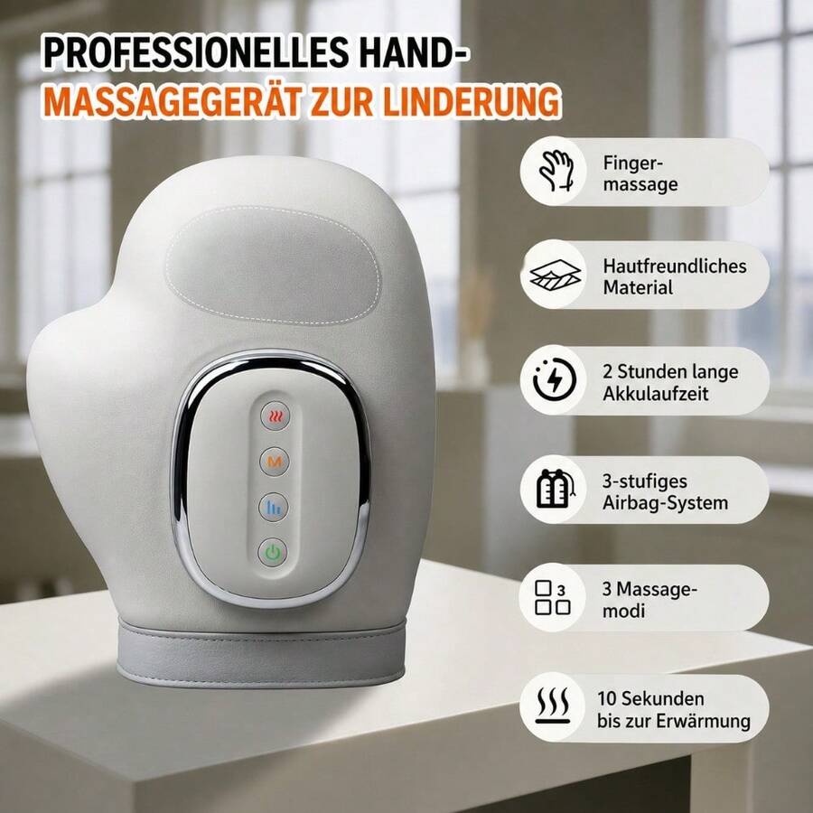 Kabelloses Handmassagegerät Mit Wärmefunktion Und Kompression, Wiederaufladbarer Handmassager Mit 3 Heizstufen Und 5 Massagemodi, Für Hände, Finger Und Handgelenke, Entspannung Und Handpflege, Geschenk Für Frauen, Männer Und Senioren - Weiß. - Übersicht 1