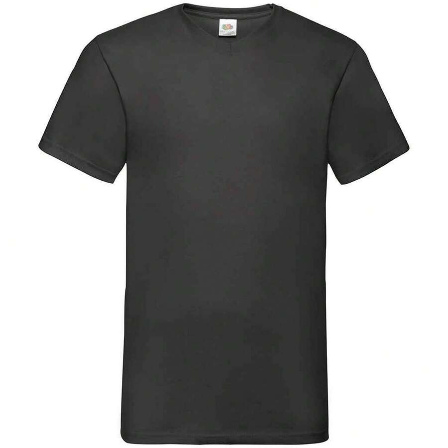 Fruit Of The Loom Mens Value V Neck T-Shirt - Black - View 1