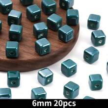 20pcs Cube Ceramic Porcelain Beads For DIY Jewelry Making Decorative Craft Square Beads For Necklaces Bracelets And Accessories Craft - 20pcs - View 7