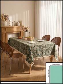 1pc Green Grassland Tablecloth Green Jacquard Natural Tassel Dining Tablecloth Rectangular Coffee Table TV Cabinet Entryway Multi-Functional Cover Suitable For Holiday Gatherings Birthday Parties Wedding Banquets Dining Table Decoration Restaurant Living Room Decoration Office Coffee Table Mat Home Decoration Room Decoration All Seasons - Green - View 11