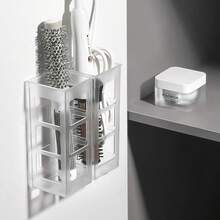 1pc Hair Straightener And Curling Iron Storage Rack, Multifunctional Bathroom Comb Holder Wall-Mounted No-Drill Toilet Storage Box - Transparent - View 3