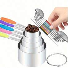 5/8/9/15pcs Magnetic Measuring Cups And Spoons Set, Heavy Duty Stainless Steel Measuring Spoons, Magnetic Double-Ended Measuring Tools, Suitable For Baking And Cooking Spice Jars, With Leveler, Suitable For Dry And Liquid Ingredients, Dishwasher - Multicolor - View 9