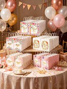 10pcs/Pack Party Gift Candy Cookie Baking Packaging Paper Bags, Hand-Held Paper Bags, Theme Party, Birthday Gift Packaging, Suitable For Various Holidays - View 1
