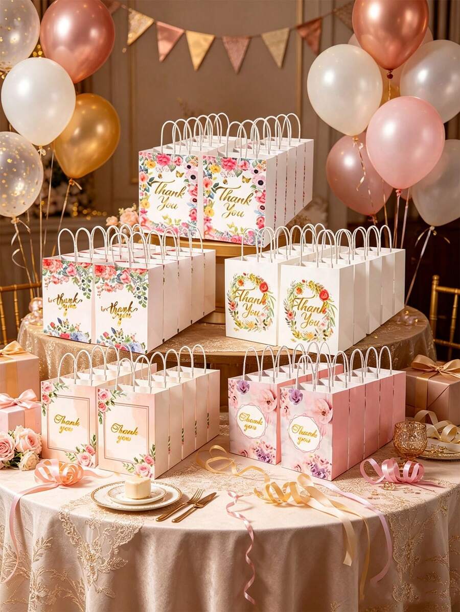 10pcs/Pack Party Gift Candy Cookie Baking Packaging Paper Bags, Hand-Held Paper Bags, Theme Party, Birthday Gift Packaging, Suitable For Various Holidays - View 1