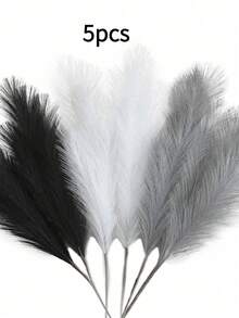 100pcs Blue Artificial Bulrush Reeds Bohemian Style Decorative Flowers, Tall Fluffy Faux Flowers, Suitable For Vase Filler, Farmhouse Home Kitchen Decor, Room Arrangement And Wedding Party Decoration - Mixed Colors. - View 10