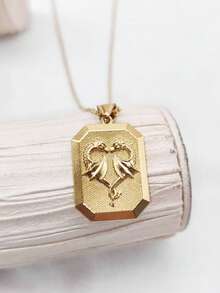 1pc Stainless Steel 18K Gold Plated Oil-Pressed 3D Portrait Dragon Pendant Necklace, Elegant Hip-Hop Personalized Necklace - Yellow Gold - View 5