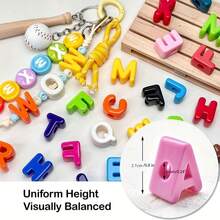 75pcs Acrylic Large Hole 3D Letter Beads, Random Mixed Color Loose Beads For Handmade Jewelry, Phone Chain, Keychain, Decorative Beads - Multicolor - View 5