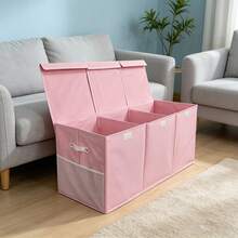 3-Grid Extra-Large Children's Toy Box, Storage Box, Foldable And Sturdy Storage And Organizing Box With Mesh Pockets, Size 40 Inches *14 Inches *16 Inches, Storage Basket, Grey/Pink/Purple, Holiday Gift, Suitable For 16 Scenarios - 查看 4