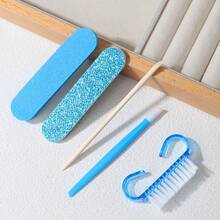 Blue Beginner Nail Buffing & Cuticle Removal Tool Set, Easily Complete Manicure, Buffing, Cleaning Process, Suitable For Sweet Girls, Students, Nail Enthusiasts, Home Manicure, Travel Carry, Tool Accessories, Nail Auxiliary Tools, Cuticle Care Tools - Blue - View 2