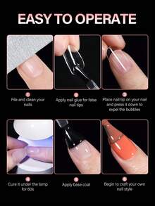 360/192/120pcs Short Oval False Nail Tips, 12 Sizes Clear Nail Patches, Suitable For Nail Extension, Home DIY Wearable Nails, Nail Art Supplies - Clear - View 3