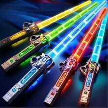 Retractable LED Toy, 24-Color Changing Light-Up Sword, Sound And Light Sensing, 2-In-1 Combination Cosplay Prop, Night Party Glow Stick, Popular Birthday And Holiday Gift For Boys - Multicolor - View 1