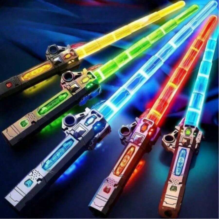 Retractable LED Toy, 24-Color Changing Light-Up Sword, Sound And Light Sensing, 2-In-1 Combination Cosplay Prop, Night Party Glow Stick, Popular Birthday And Holiday Gift For Boys - Multicolor - View 1