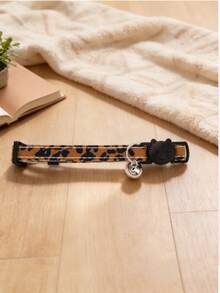 1pc/2pcs Zebra & Leopard Print Cat Necklace With Bell, Adjustable Neck Size Pet Collar - Multicolor - View 7