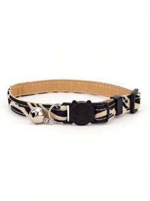 1pc/2pcs Zebra & Leopard Print Cat Necklace With Bell, Adjustable Neck Size Pet Collar - Multicolor - View 11