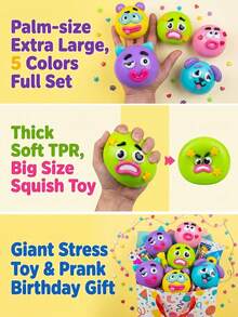 Super Soft Ugly-Cute Expression Squeeze Toy, Cute Face TPR Soft Rubber Ball, Ultra Soft Slow Rebound Stress Relief Toy, Popular Anxiety Relief Fidget Toy, Fun Prank Party Gift, Perfect Birthday Graduation Gift, Random Color - Multicolor - View 5