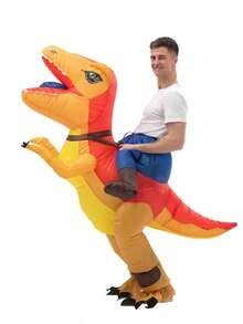 Kostum Tiup Velociraptor Tiga Dimensi Warna Merah dan Ungu, Dua Pilihan Kostum Boneka Dinosaurus Cosplay untuk Acara Pesta - MultiWarna - View 7