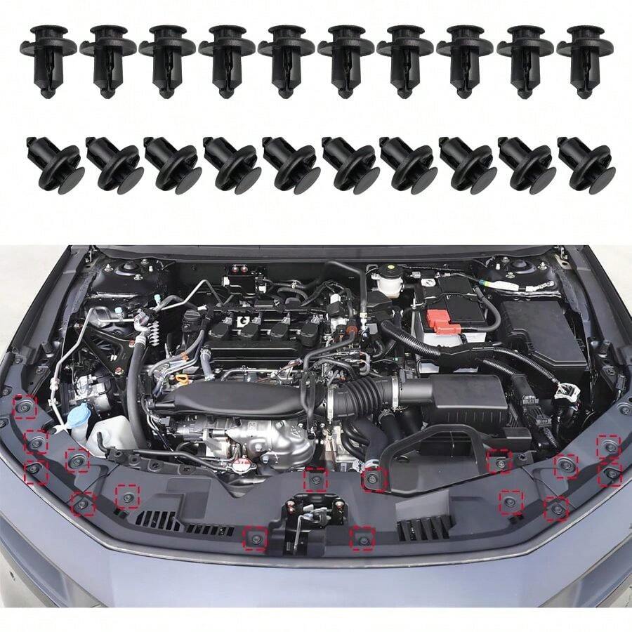 20PCS Front Bumper Push-Type Retainer Clips, Bumper Clips, 10mm Liner Clip, 91503-SZ3-003 Plastic Rivet Retainer Clips Compatible With TSX Integra - A - View 1