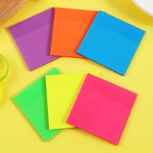 6packs/7packs/12packs Multi-Color Transparent Waterproof PET Lined Blank Self-Adhesive Sticky Note Set, Fluorescent Regular Color Series With Grid Pattern Memo Pads, Office Study Daily Recording, Document Marking Stationery Supplies School Supplies - one-size - View 14