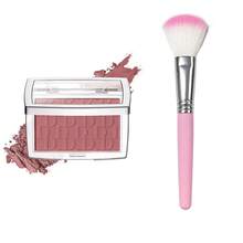 Paleta de rubor mate en relieve de 2 piezas con brocha, de larga duración, altamente pigmentada, multiusos, color rosa natural, cosméticos - Verde Lima - Ver 1