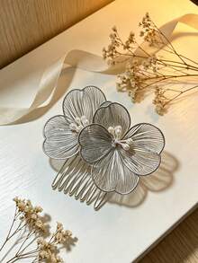 1pc Gold Butterfly Bridal Party Holiday Adult Hair Comb, Handmade Hair Accessory Suitable For Weddings - Gold - View 7